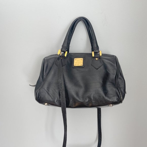 Large Vintage Black Leather HCL Handcrafted Leather Satchel Bag - Picture 2 of 12